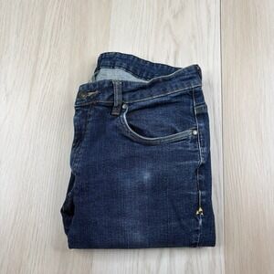 Stio Mens Rivet Jeans Blue Denim Organic Cotton Size 31 Long Straight 5 Pocket
